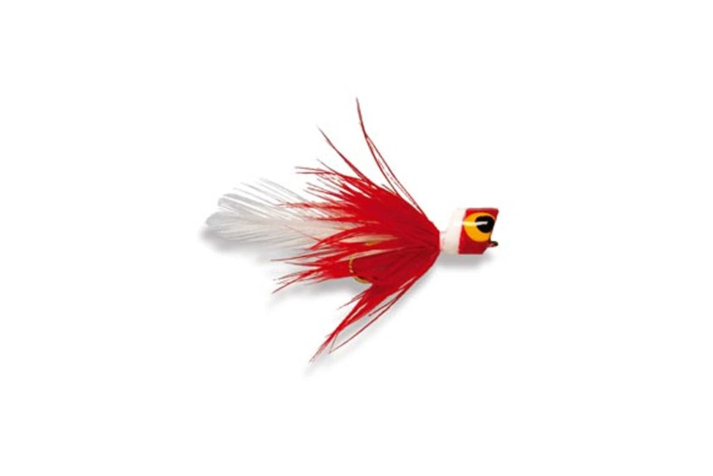 Fulling Mill Flies Bluegill Bug Popper Red & White 3 Fulling Mill Flies Bluegill Bug Popper Red & White