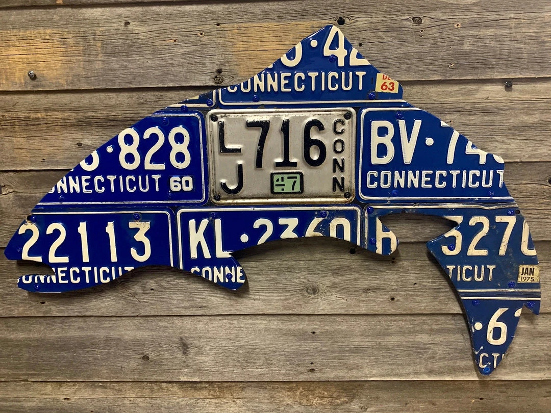 Cody Richardson Art - Connecticut Antique Trout License Plate Art 3 Cody Richardson Art - Connecticut Antique Trout License Plate Art
