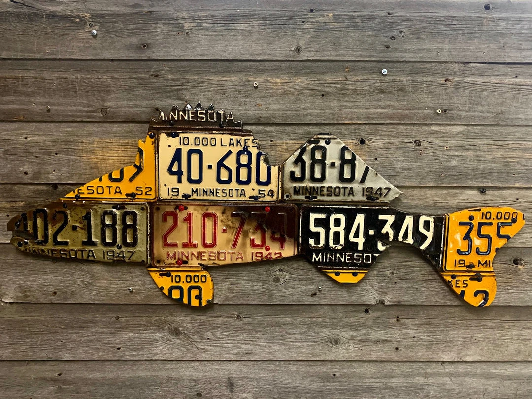 Gifts Cody Richardson Art - Minnesota Antique Walleye License Plate Art 3 Gifts Cody Richardson Art - Minnesota Antique Walleye License Plate Art