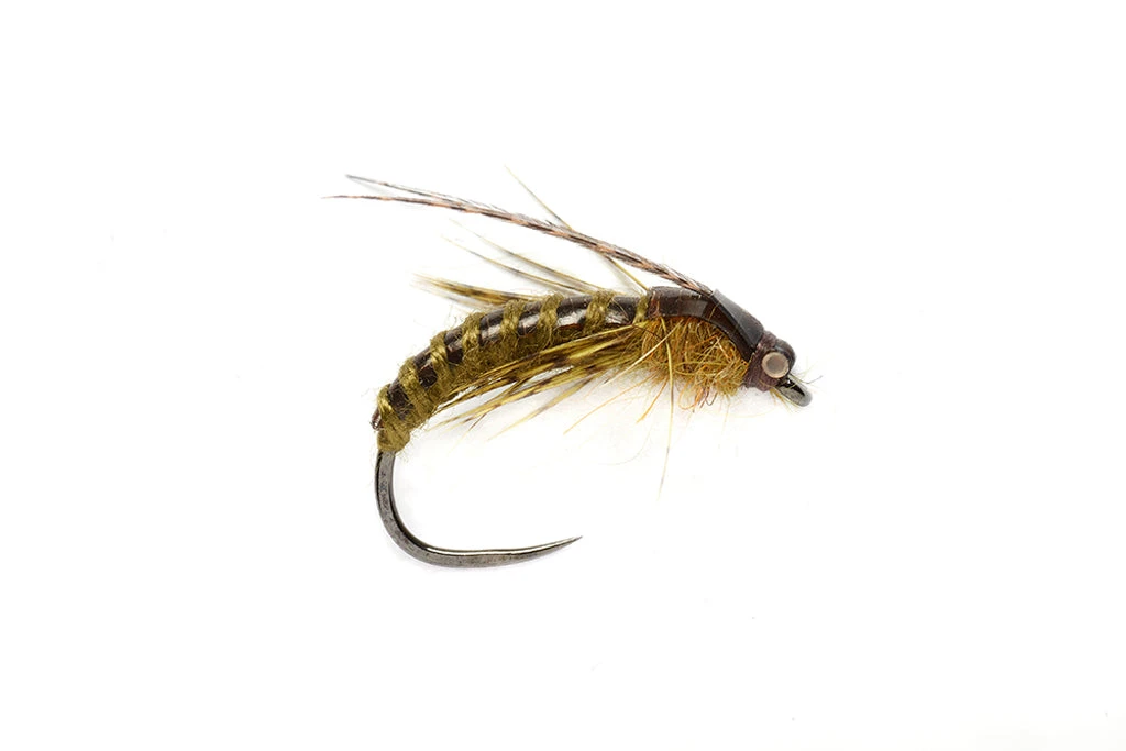 Fulling Mill Flies McPhail Caddis Pupa Olive Barbless 3 Fulling Mill Flies McPhail Caddis Pupa Olive Barbless