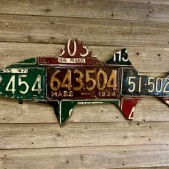 Cody Richardson Art - Massachusetts Striped Bass Antique License Plate Art Gifts