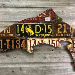 Cody Richardson Art - Antique Mixed Western State Trout License Plate Art Gifts