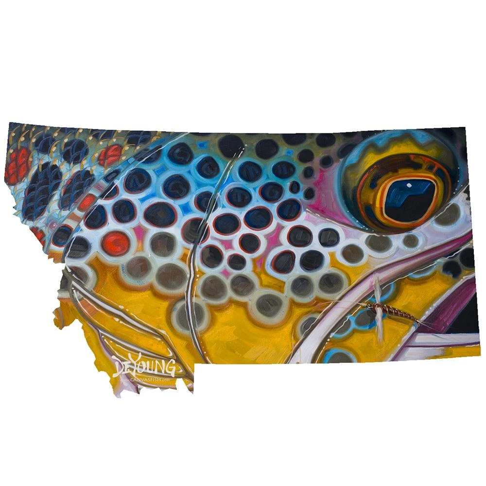 Fly Fishing Stickers DeYoung Decal-Montana Brown Rusty Spinner 3 Fly Fishing Stickers DeYoung Decal-Montana Brown Rusty Spinner