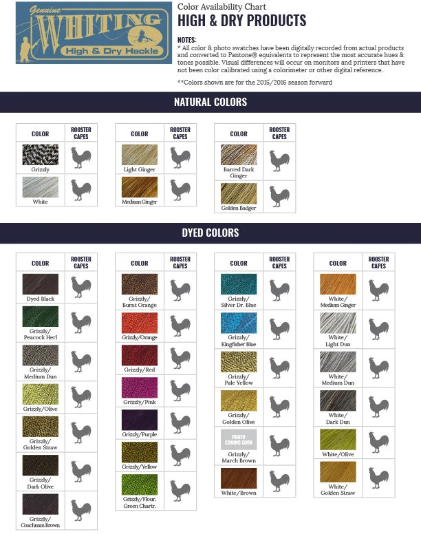 Whiting High & Dry Hackle Cape Materials 4 Whiting High & Dry Hackle Cape Materials