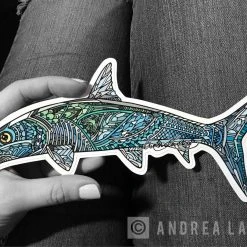 Fly Fishing Stickers Andrea Larko Feeding Bonefish Zentangle Sticker