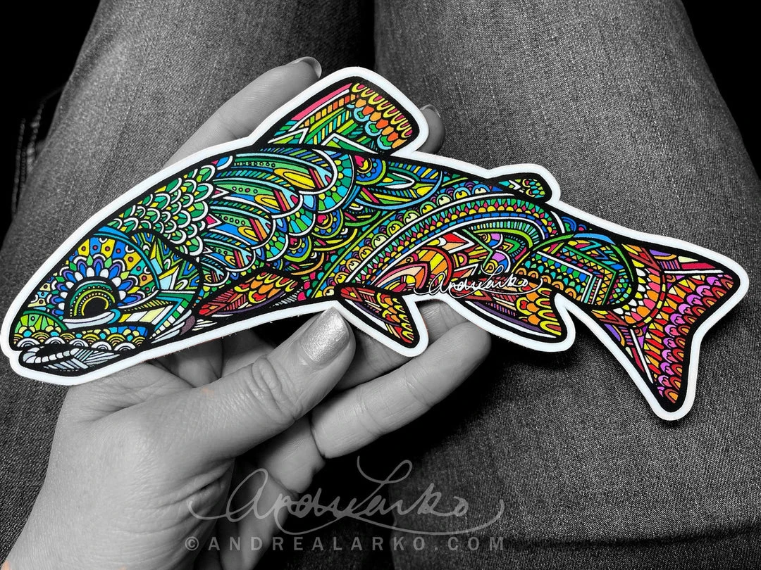 Fly Fishing Stickers Andrea Larko Native Brook Trout Zentangle Sticker 3 Fly Fishing Stickers Andrea Larko Native Brook Trout Zentangle Sticker