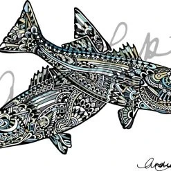 Andrea Larko Striped Bass Zentangle Sticker