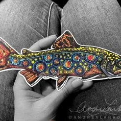 Fly Fishing Stickers Andrea Larko Jewel Brook Trout Zentangle Sticker