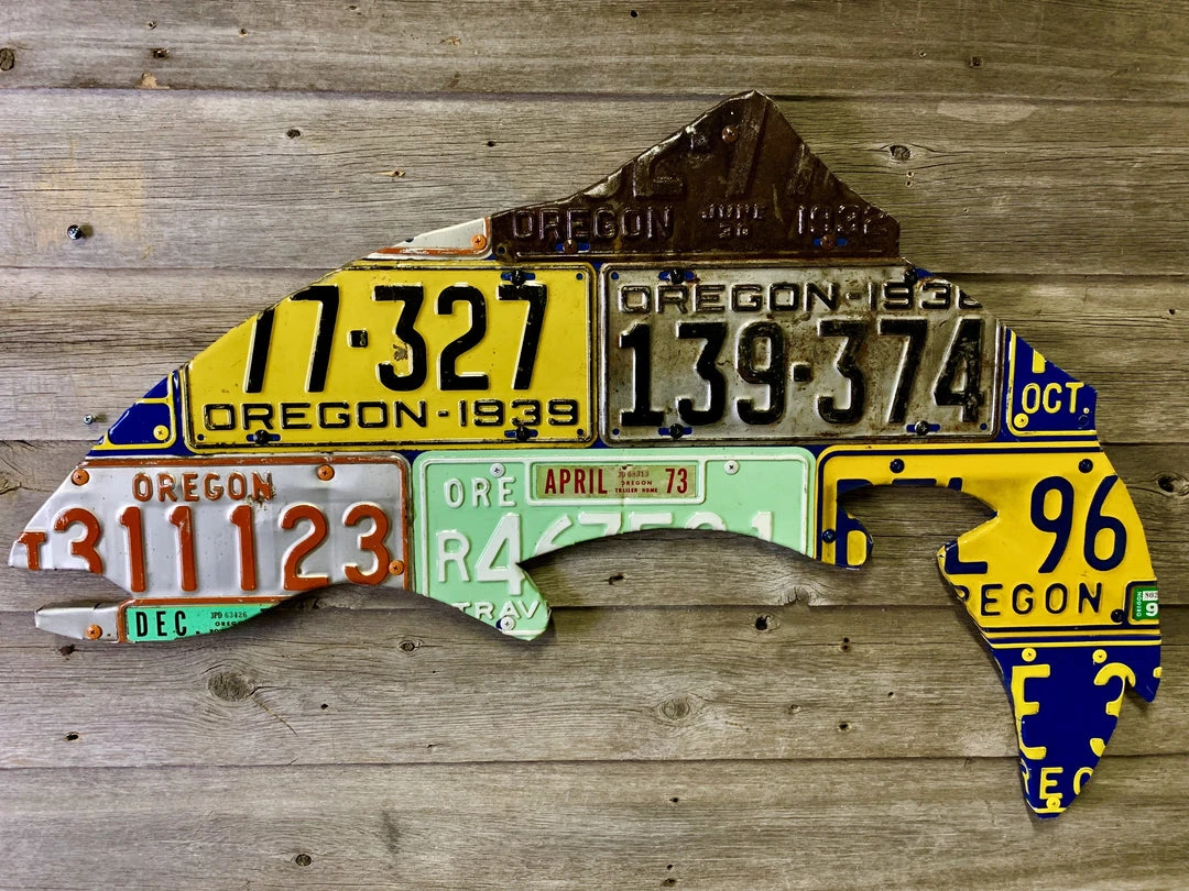 Cody Richardson Art - Oregon Antique Trout License Plate Art 3 Cody Richardson Art - Oregon Antique Trout License Plate Art