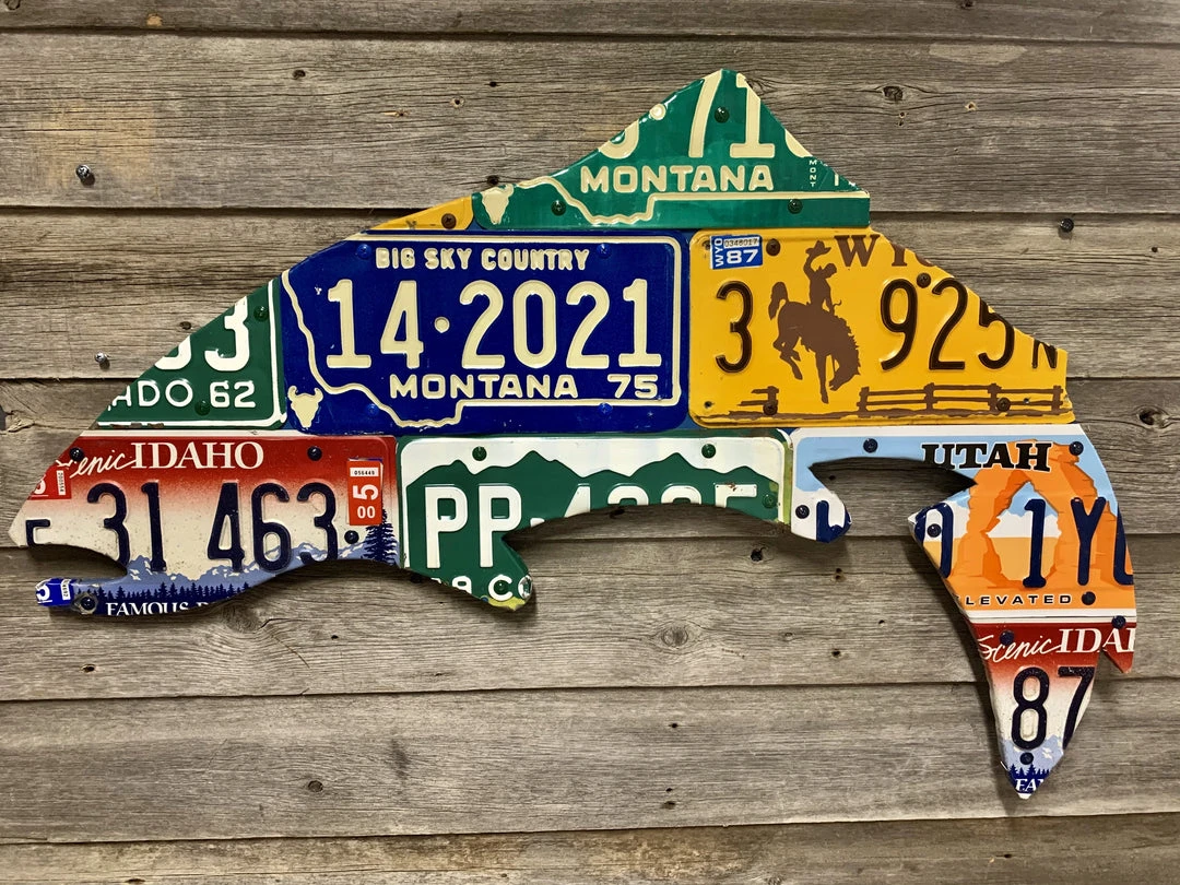 Cody Richardson Art - Mixed Western State Trout License Plate Art Gifts 3 Cody Richardson Art - Mixed Western State Trout License Plate Art Gifts